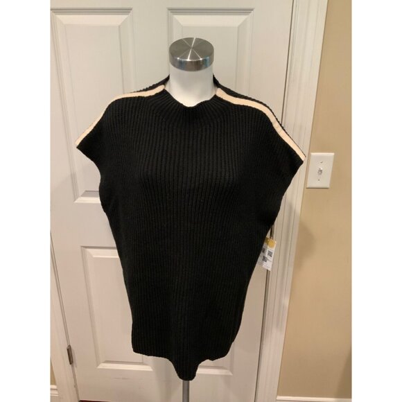Maeve Anthropologie Black & White Boxy Tunic Sweater, Size Large (US) - Picture 1 of 5